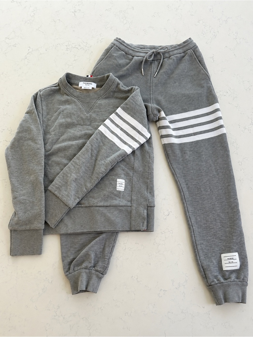 Thom Browne Gray 4-Bar Sweatshirt & Jogger Pants Set Size 42/44